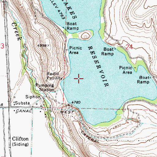 Topographic Map of Twin Lakes Reservoir, ID