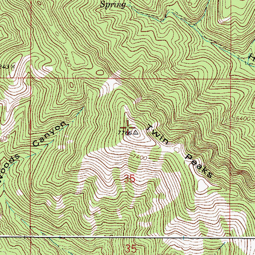 Topographic Map of Twin Peaks, ID