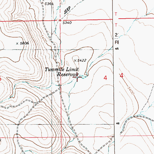 Topographic Map of Two Mile Limit Reservoir, ID