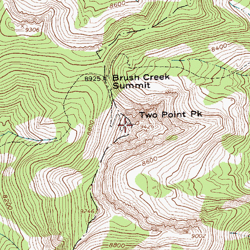 Topographic Map of Two Point Peak, ID