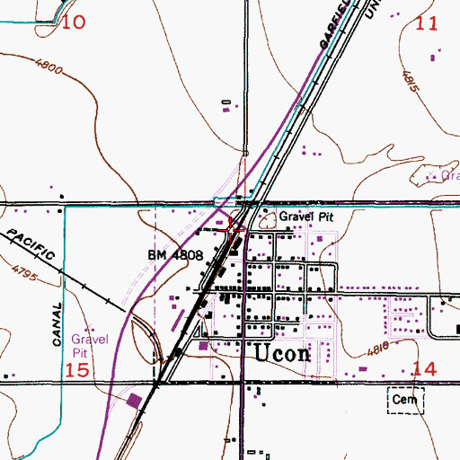 Topographic Map of Ucon, ID
