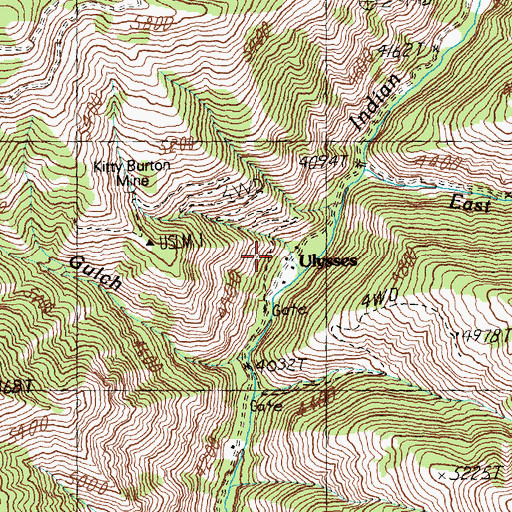 Topographic Map of Ulysses (historical), ID