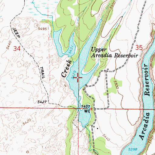 Topographic Map of Upper Arcadia Reservoir, ID