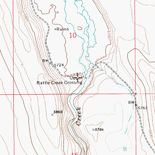 Topographic Map of Upper Battle Creek Crossing, ID