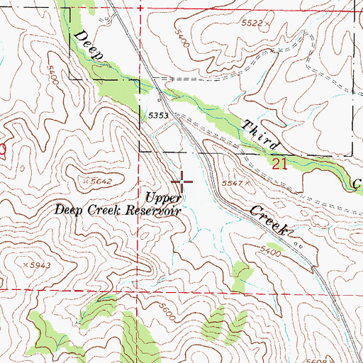 Topographic Map of Upper Deep Creek Reservoir, ID