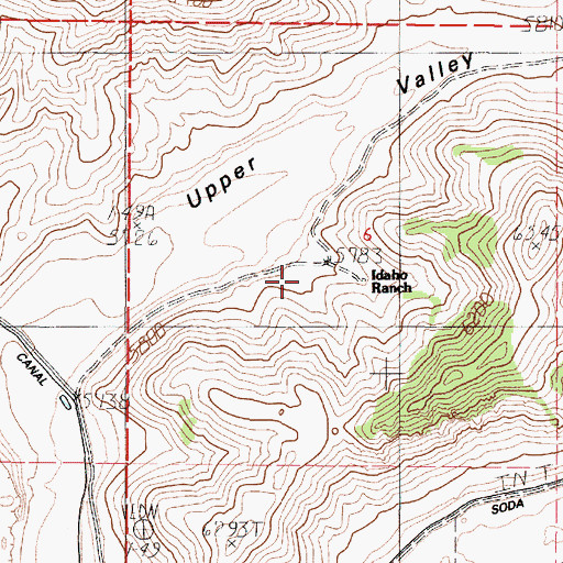 Topographic Map of Idaho Ranch, ID