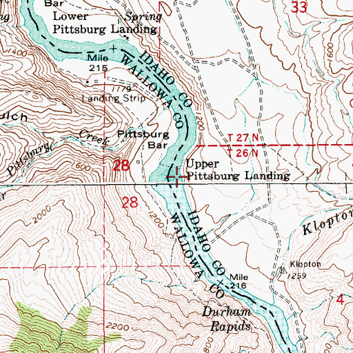 Topographic Map of Upper Pittsburg Landing, ID