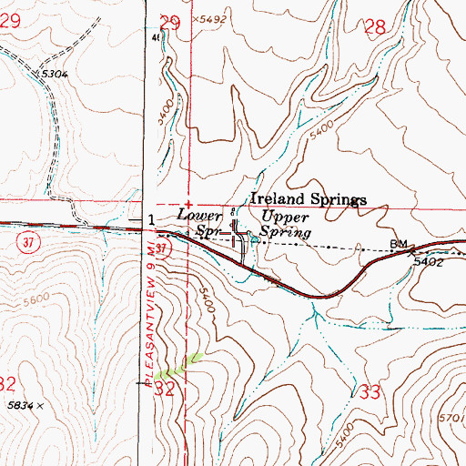 Topographic Map of Upper Spring, ID