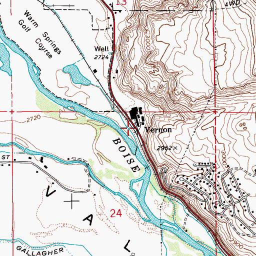 Topographic Map of Vernon, ID