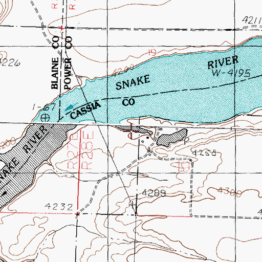 Topographic Map of Lake Walcott, ID