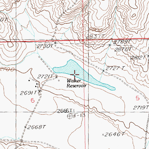 Topographic Map of Walker Reservoir, ID