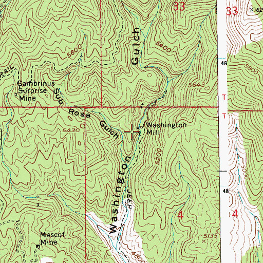Topographic Map of Washington Mill, ID