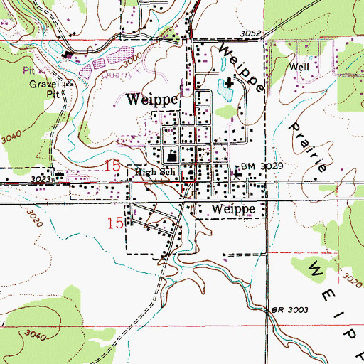 Topographic Map of Weippe, ID