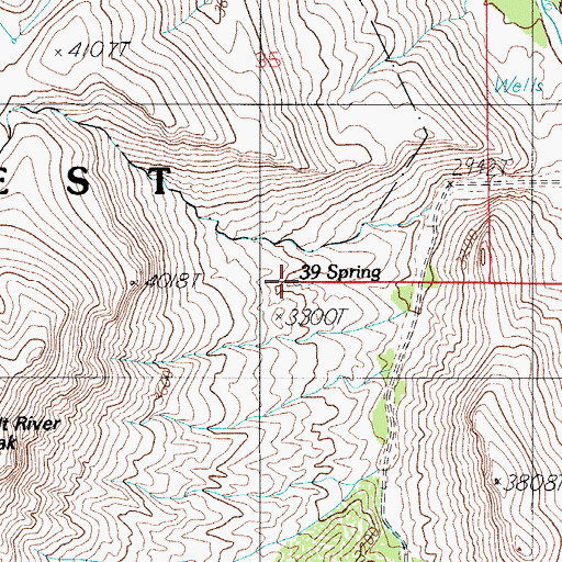 Topographic Map of Thirtynine Spring, AZ