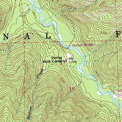 Topographic Map of Weitas Work Center, ID
