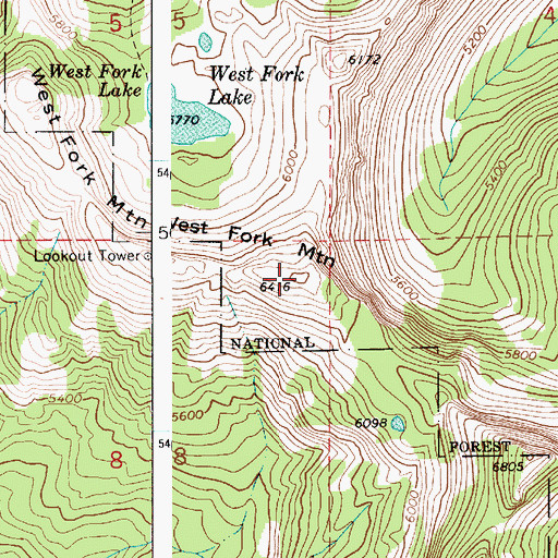 Topographic Map of West Fork Mountain, ID