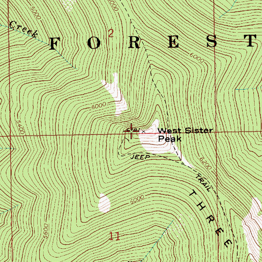 Topographic Map of West Sister Peak, ID