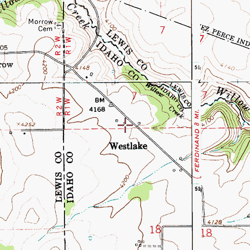 Topographic Map of Westlake, ID