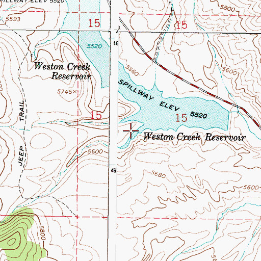 Topographic Map of Weston Creek Reservoir, ID
