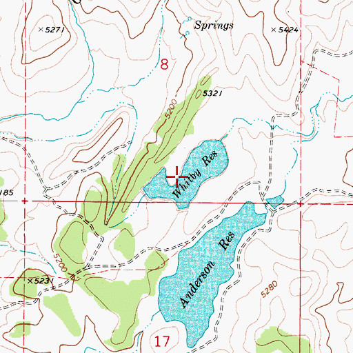 Topographic Map of Whitby Reservoir, ID