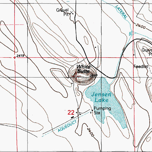 Topographic Map of White Butte, ID