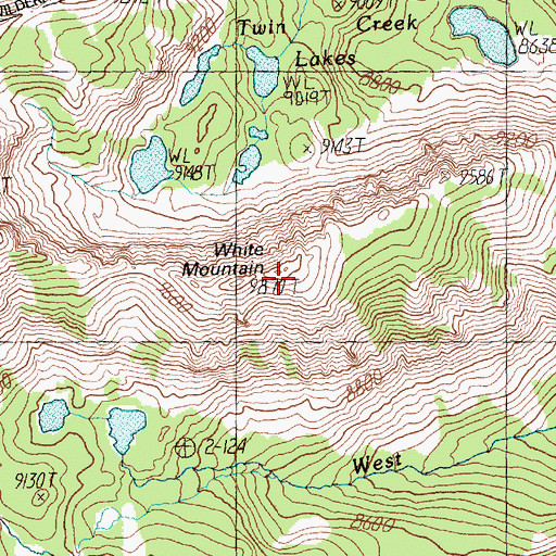 Topographic Map of White Mountain, ID