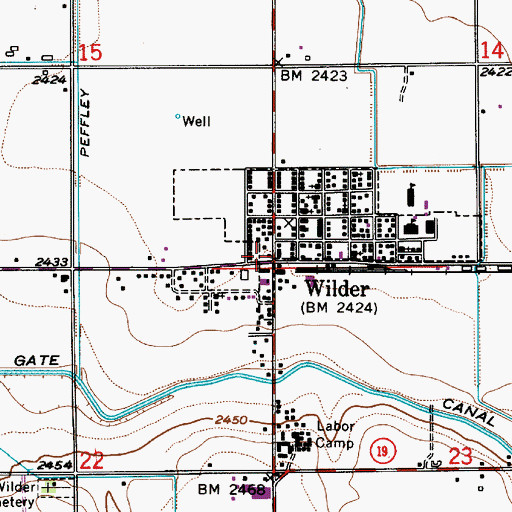 Topographic Map of Wilder, ID