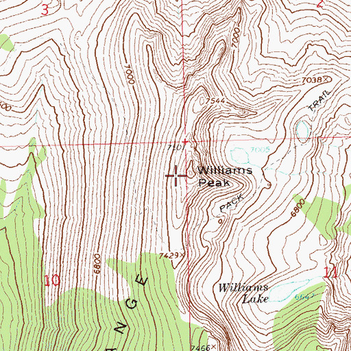 Topographic Map of Williams Peak, ID