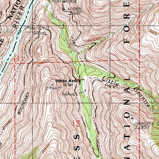 Topographic Map of Hibbs Ranch, ID