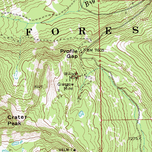 Topographic Map of Willson Mine, ID
