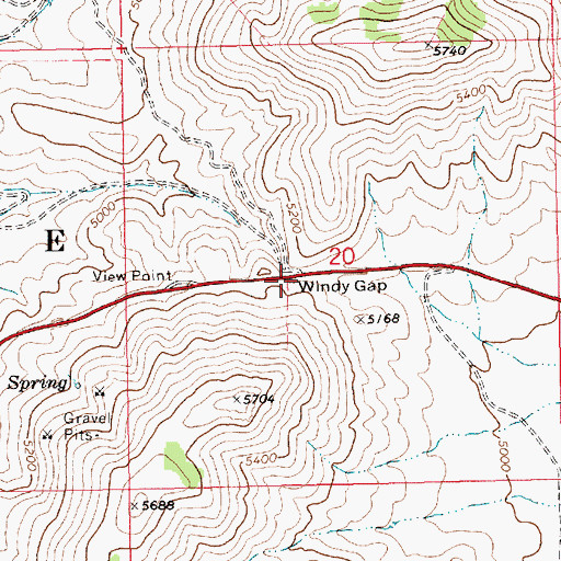 Topographic Map of Windy Gap, ID