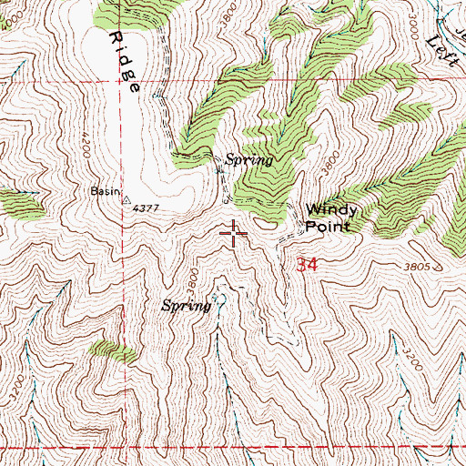Topographic Map of Windy Point, ID