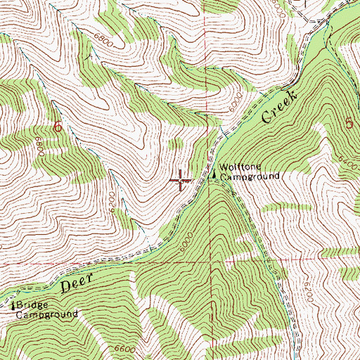 Topographic Map of Wolftone Creek, ID
