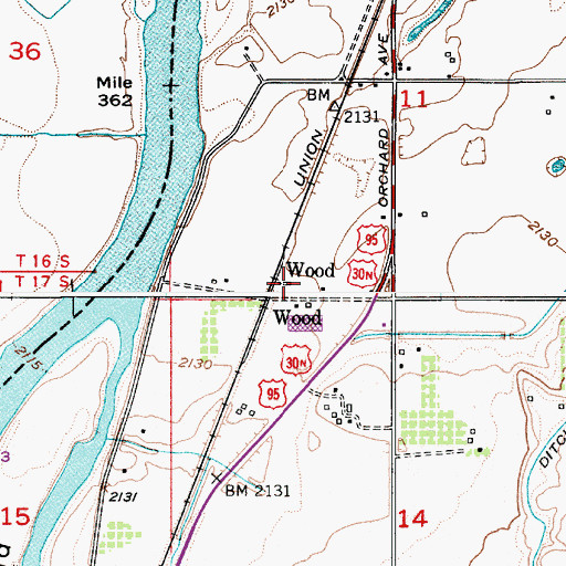 Topographic Map of Wood, ID