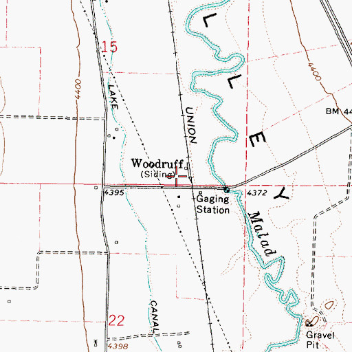 Topographic Map of Woodruff, ID