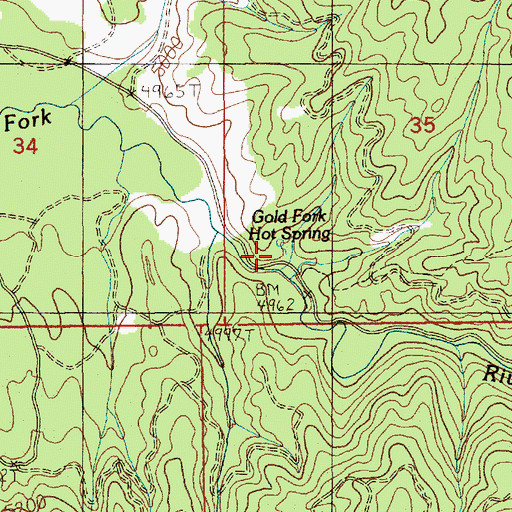 Topographic Map of Gold Fork Hot Spring, ID