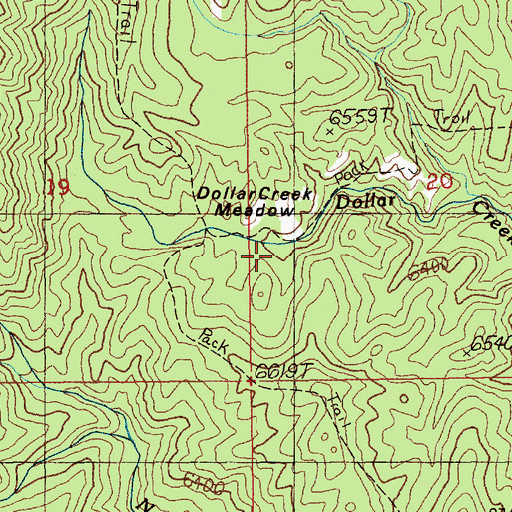 Topographic Map of Dollar Creek Meadow, ID