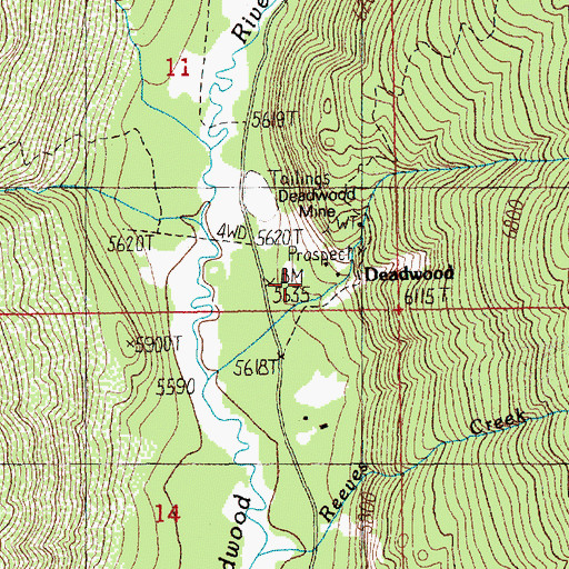 Topographic Map of Deadwood, ID