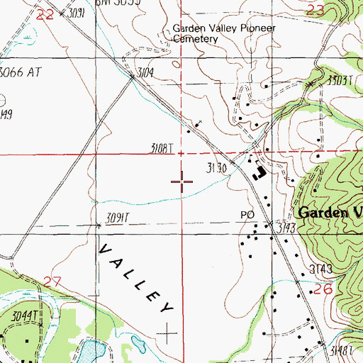 Topographic Map of Garden Valley School, ID