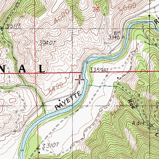 Topographic Map of Rae Creek, ID