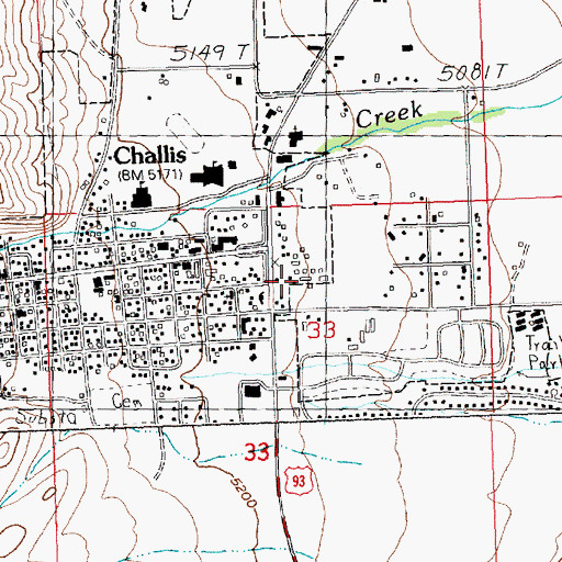 Topographic Map of Challis District Ranger Station, ID