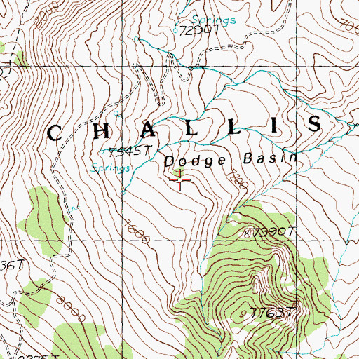 Topographic Map of Dodge Basin, ID