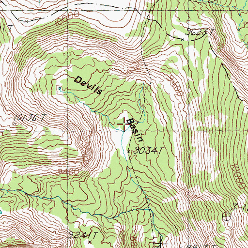 Topographic Map of Devils Basin, ID