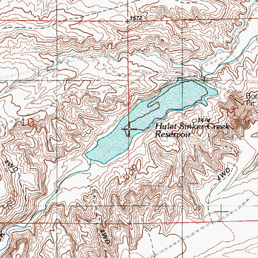 Topographic Map of Hulet-Sinker Creek Reservoir, ID