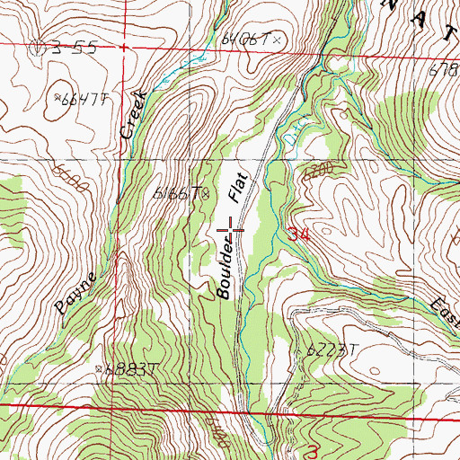 Topographic Map of Boulder Flat, ID