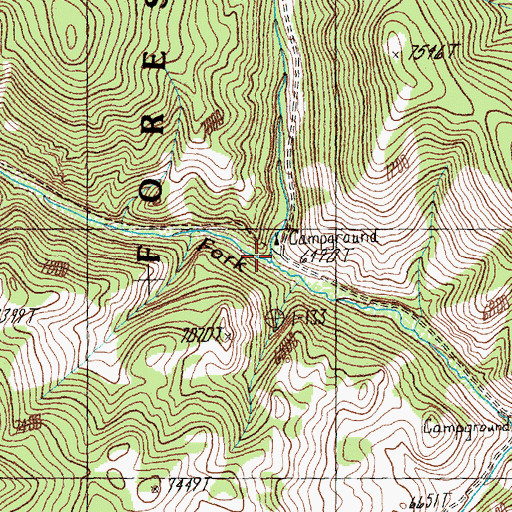 Topographic Map of Blowfly Campground, ID