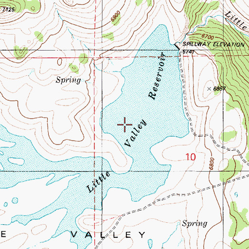 Topographic Map of Little Valley Reservoir, ID