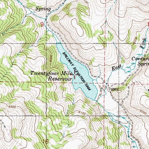 Topographic Map of Twentyfour Mile Reservoir, ID