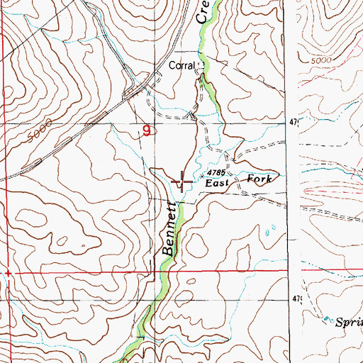 Topographic Map of East Fork Bennett Creek, ID