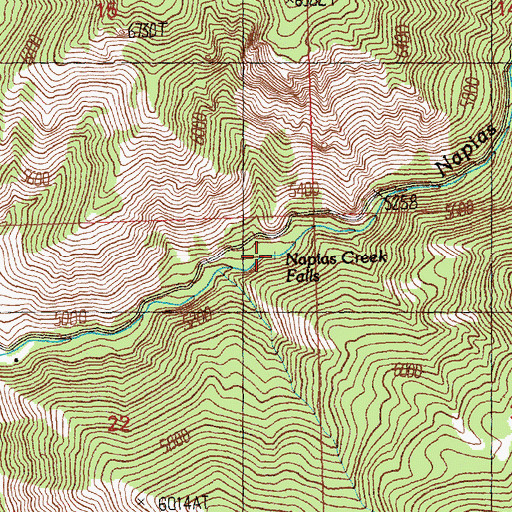 Topographic Map of Napias Creek Falls, ID
